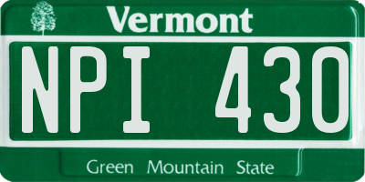 VT license plate NPI430