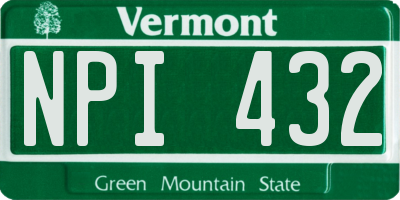 VT license plate NPI432