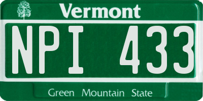 VT license plate NPI433