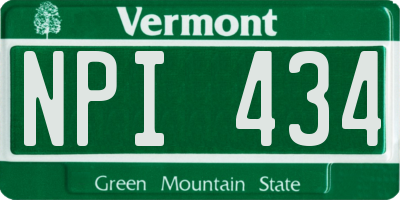 VT license plate NPI434