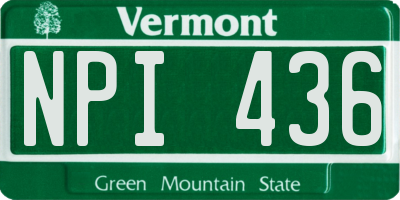VT license plate NPI436