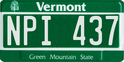 VT license plate NPI437