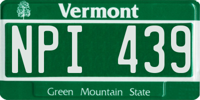 VT license plate NPI439