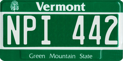 VT license plate NPI442