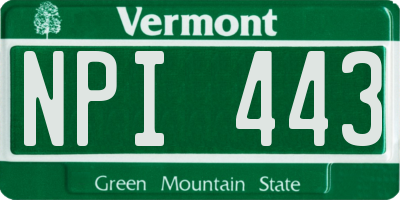 VT license plate NPI443