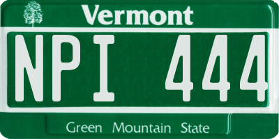 VT license plate NPI444