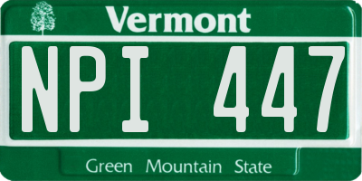 VT license plate NPI447