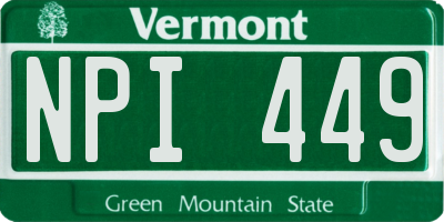VT license plate NPI449