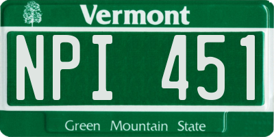 VT license plate NPI451