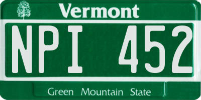VT license plate NPI452