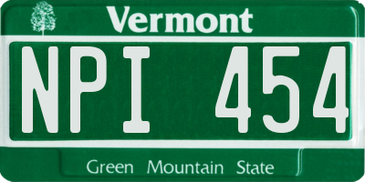 VT license plate NPI454