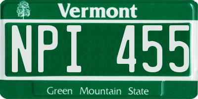 VT license plate NPI455