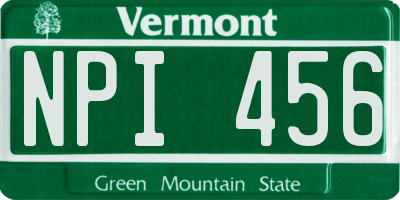 VT license plate NPI456