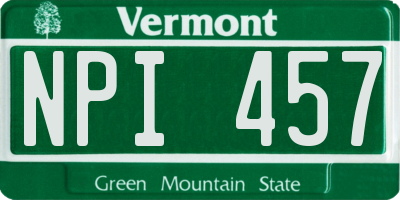 VT license plate NPI457