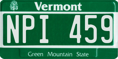 VT license plate NPI459