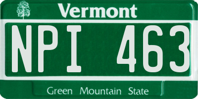 VT license plate NPI463