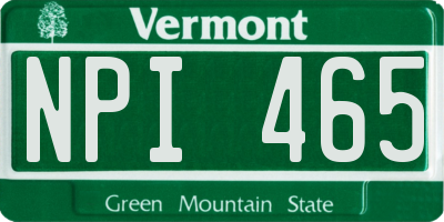 VT license plate NPI465