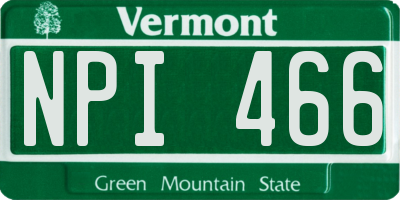 VT license plate NPI466