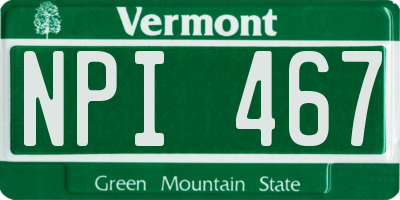 VT license plate NPI467