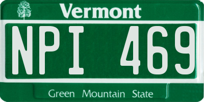 VT license plate NPI469
