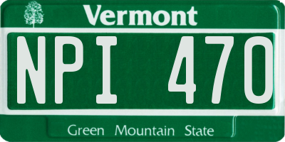 VT license plate NPI470