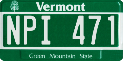 VT license plate NPI471