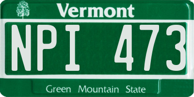 VT license plate NPI473