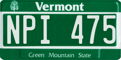VT license plate NPI475