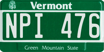 VT license plate NPI476