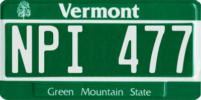 VT license plate NPI477