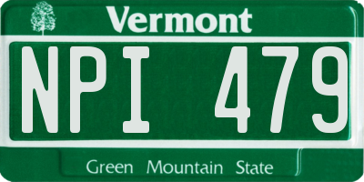 VT license plate NPI479