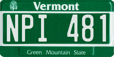 VT license plate NPI481