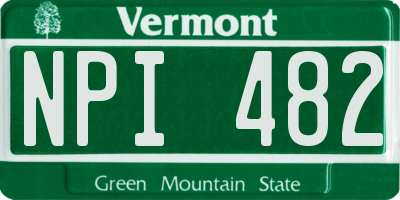 VT license plate NPI482