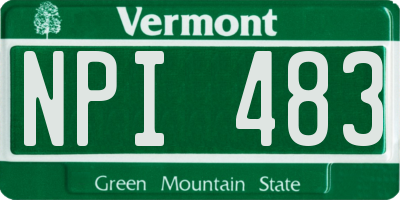 VT license plate NPI483