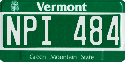 VT license plate NPI484