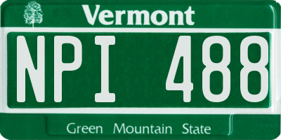 VT license plate NPI488