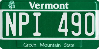 VT license plate NPI490