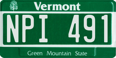 VT license plate NPI491