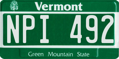 VT license plate NPI492