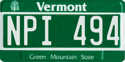 VT license plate NPI494