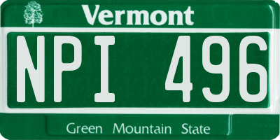 VT license plate NPI496