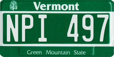 VT license plate NPI497