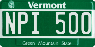 VT license plate NPI500