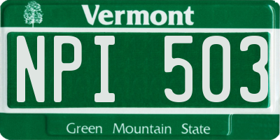 VT license plate NPI503