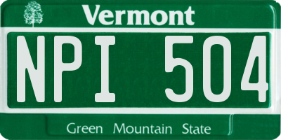 VT license plate NPI504