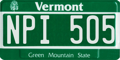 VT license plate NPI505