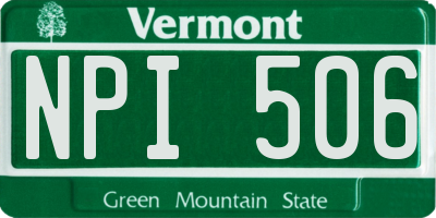 VT license plate NPI506