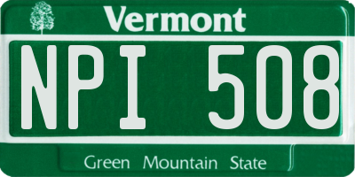 VT license plate NPI508