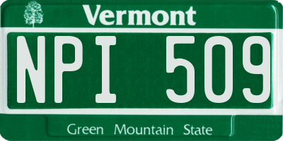 VT license plate NPI509