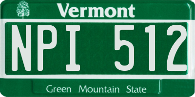 VT license plate NPI512